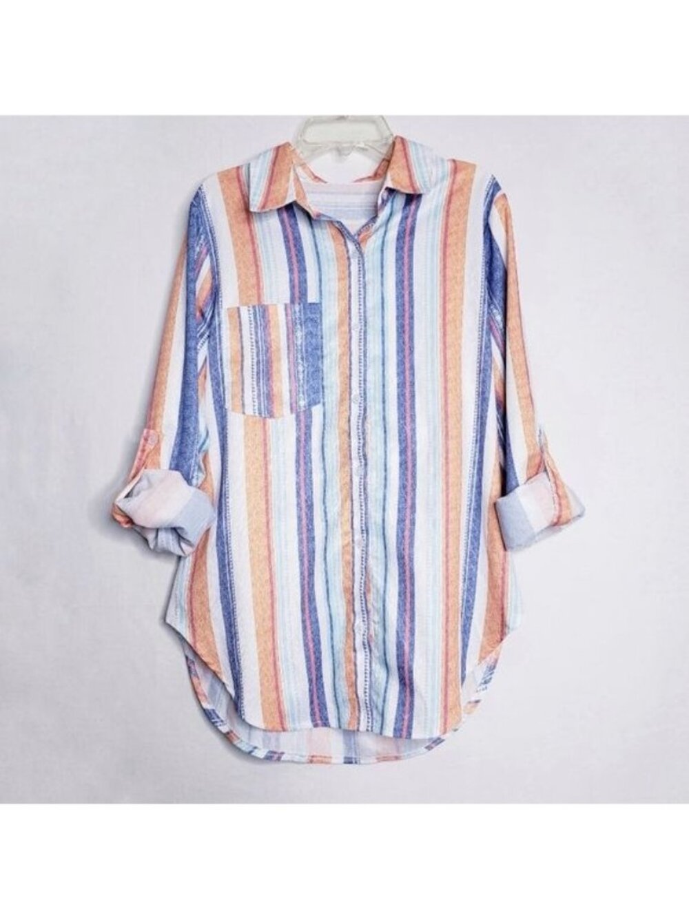 90s Vintage Style Southwestern Striped Button Down Shirt Top Women's Small - Picture 10 of 10